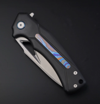 【 JR9402-1 】 High hardness and sharp M390 powder steel titanium alloy pick horse patch fruit knife pocket knife