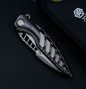 RIKE Thunder 7 High Hardness Sharp CMP-S90V Powder Steel Half Integrated Titanium Alloy Fruit Knife Pocket Knife