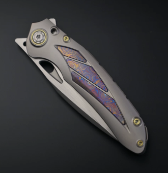 【 Sitivien 】 High hardness and sharp M390 powder steel titanium alloy pickaxe horse patch fruit knife pocket knife